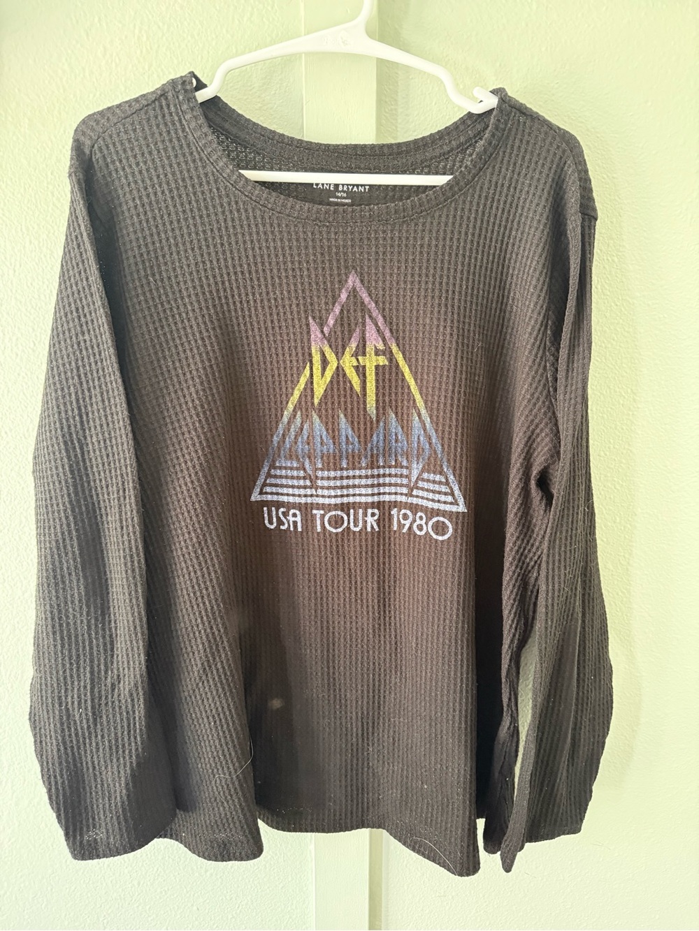 Lane Bryant Black Waffle Knit Long Sleeve Top